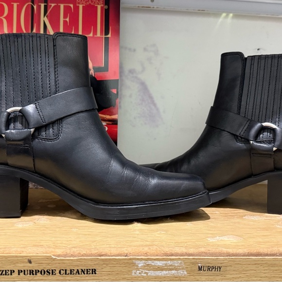 Bellamie Black Ankle Booties with Buckle Detail - Picture 1 of 12